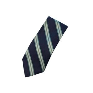 Brooks Brothers Makers Mens Navy Green Striped Silk Repp Tie Made in USA 57 Inch